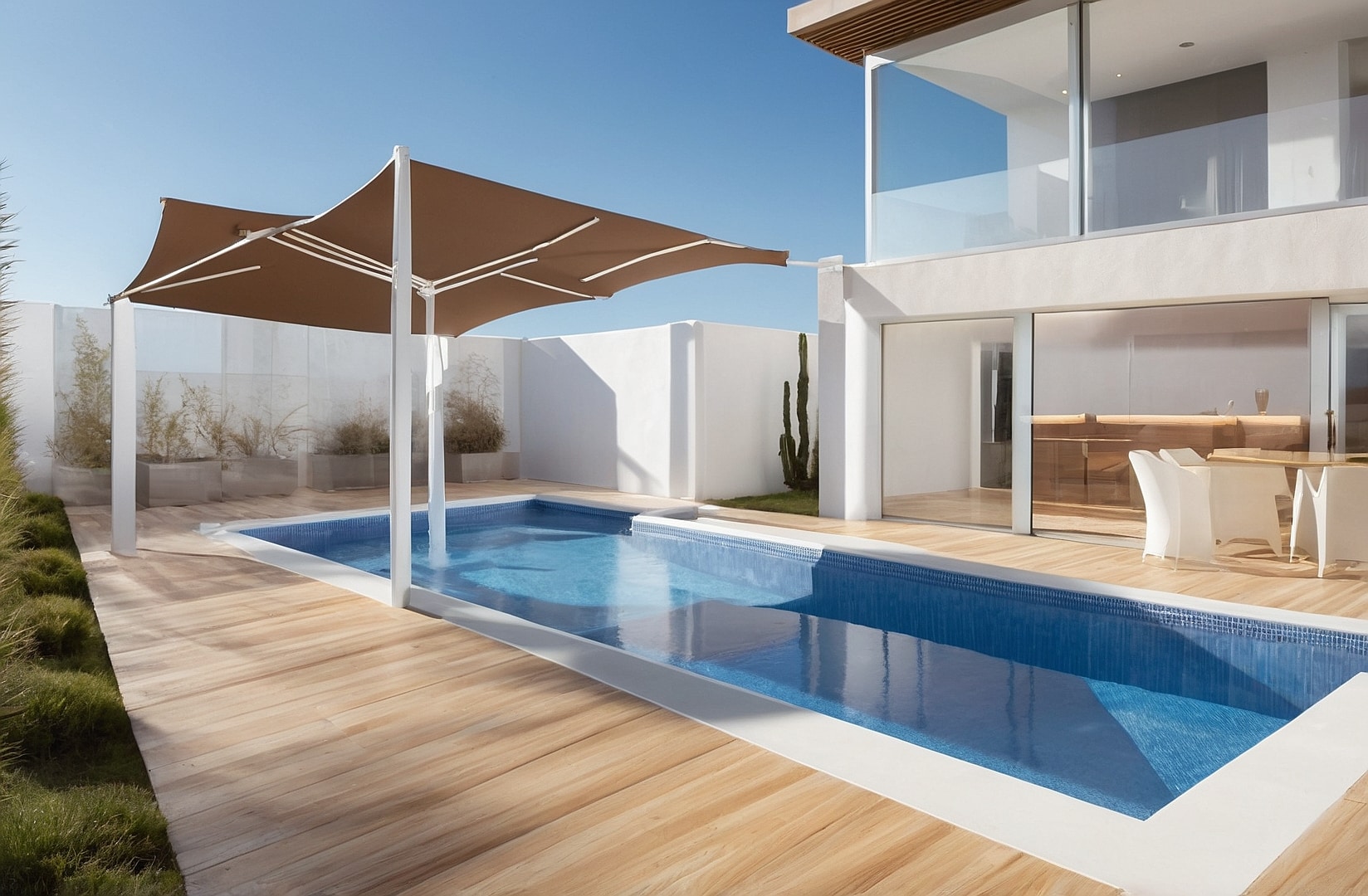 Reformas elegantes con aluminio y césped